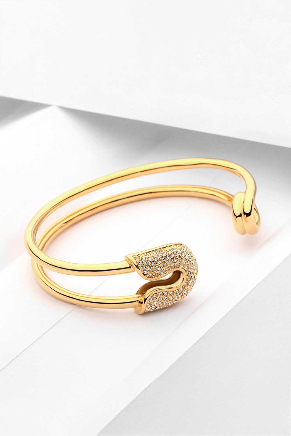 Rhinestone Double Hoop Cuff Bracelet