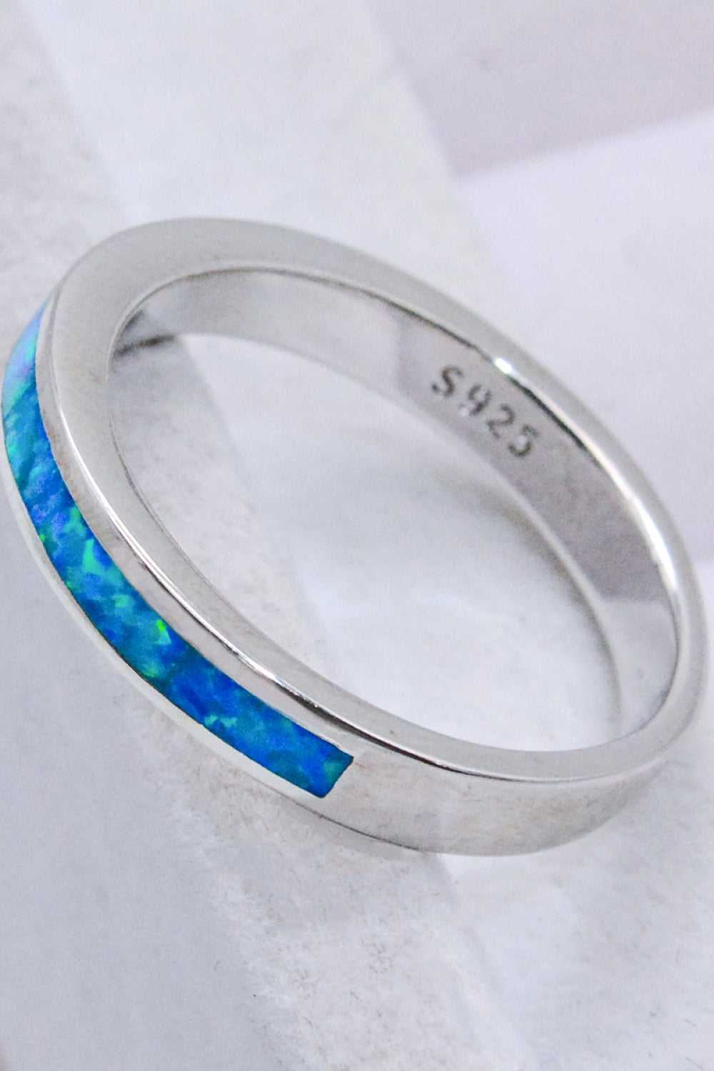 925 Sterling Silver Opal Ring in Sky Blue